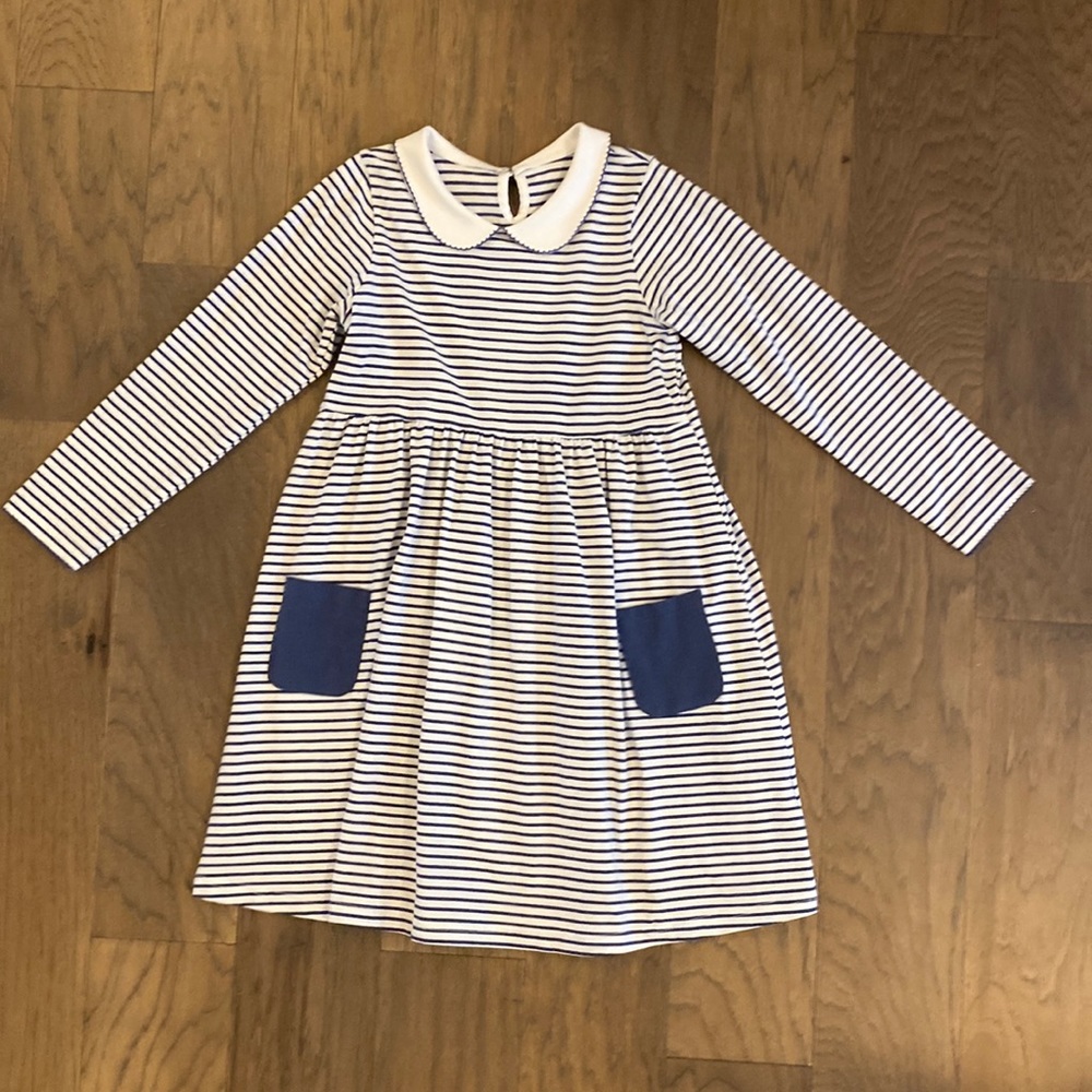 Blue and white striped collared dress by Serindipity